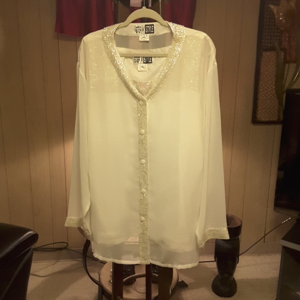 Winter White evening Blouses Jacket with cami.